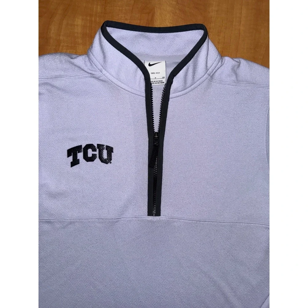 Nike TCU Horned Frogs Dri-FIT Quarter Zip Pullover Lavender Purple Mens Small - Picture 4 of 5